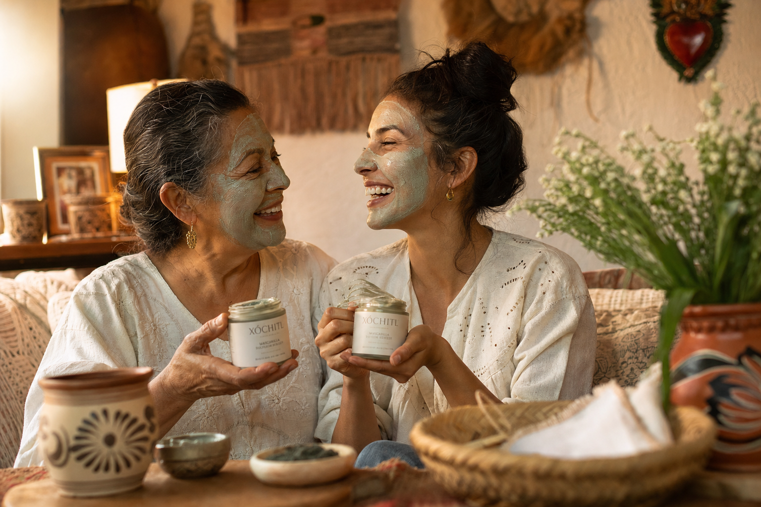 Madre e hija compartiendo el ritual XÓCHITL